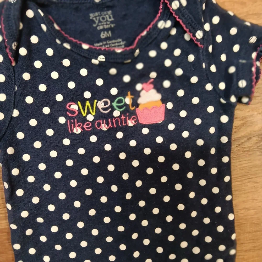 Carter's Baby Girl Clothes Lot 6M 6 Pc Rompers Bodysuits Dress Polka Dot Floral